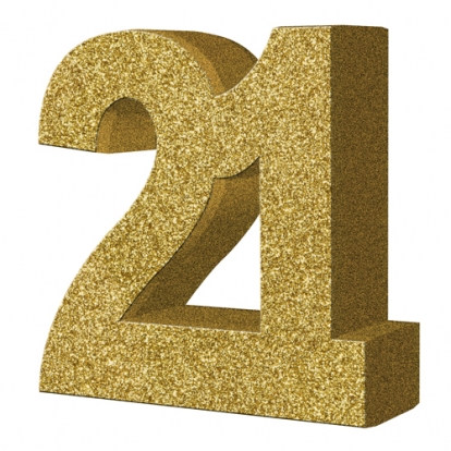 Настольная декорация, золотая "21" (20 см)